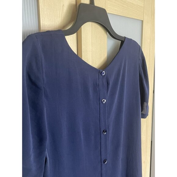 Diane Von Furstenberg Women's Navy Flutter Sleeve Silk Top Sz 8 Party Career DVF - Picture 7 of 8